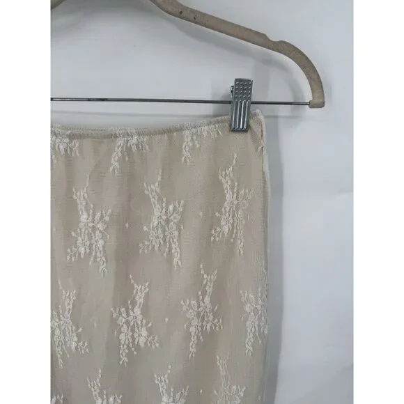 Coquette Y2K Lace Midi Skirt Women Small Ivory Fairy Whimsical Retro Minimalist - Picture 5 of 7